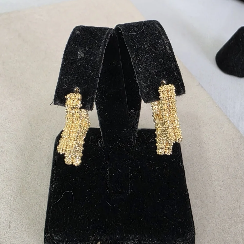 Gold Filled Textured Star Hoop Earrings - Picture 4 of 7
